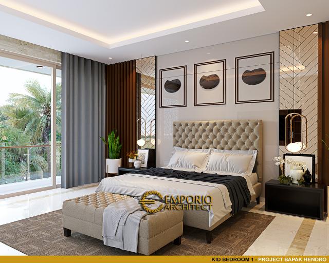 Desain Kamar Tidur Anak 1 Rumah Modern Kontemporer 4 Lantai Bapak Hendro di Tangerang