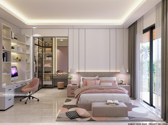 Desain Kamar Tidur Anak Modern 4 Lantai Ibu Linda di Kotabaru Parahyangan, Bandung