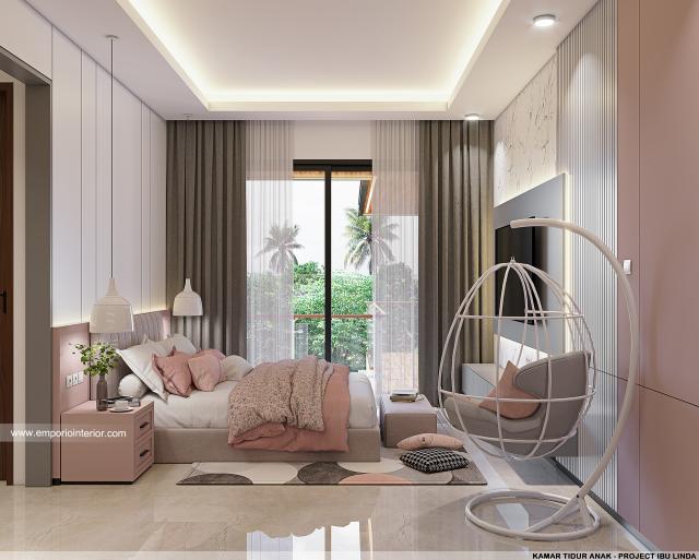 Desain Kamar Tidur Anak Modern 4 Lantai Ibu Linda di Kotabaru Parahyangan, Bandung