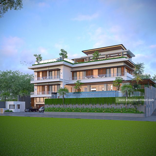 Desain Tampak Depan Rumah Modern 4 Lantai Bapak GNT di Jimbaran, Badung, Bali