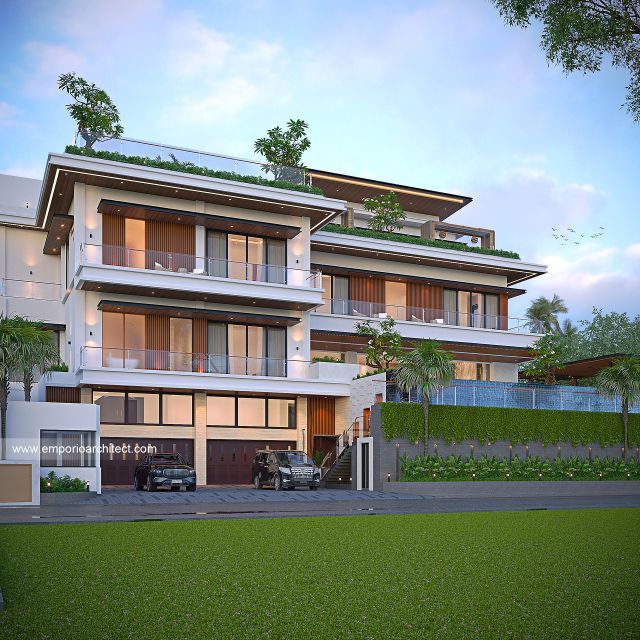 Desain Tampak Depan 2 Rumah Modern 4 Lantai Bapak GNT di Jimbaran, Badung, Bali