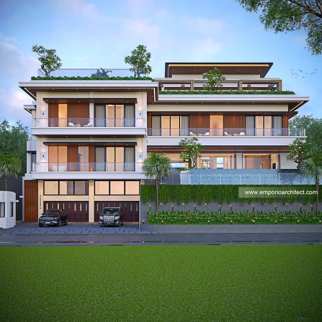 Desain Tampak Depan 3 Rumah Modern 4 Lantai Bapak GNT di Jimbaran, Badung, Bali