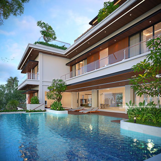 Desain Tampak Detail Depan Rumah Modern 4 Lantai Bapak GNT di Jimbaran, Badung, Bali
