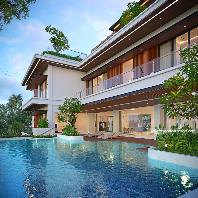 Desain Tampak Detail Depan Rumah Modern 4 Lantai Bapak GNT di Jimbaran, Badung, Bali