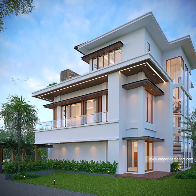 Desain Tampak Samping Rumah Modern 4 Lantai Bapak GNT di Jimbaran, Badung, Bali