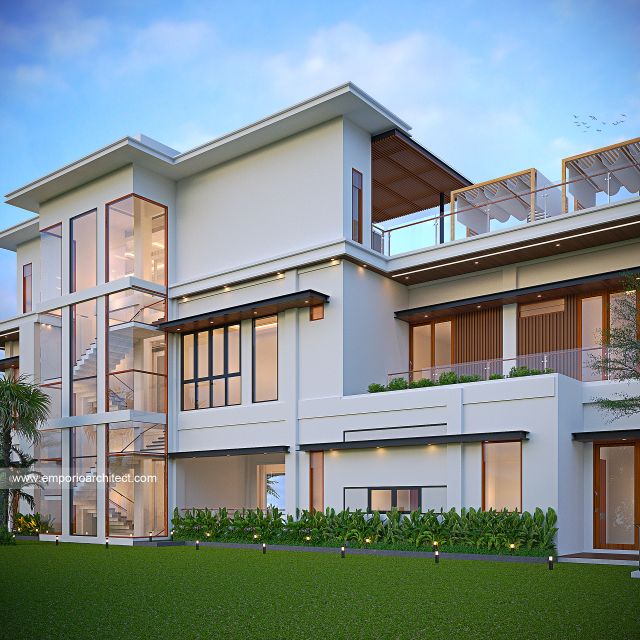 Desain Tampak Belakang Rumah Modern 4 Lantai Bapak GNT di Jimbaran, Badung, Bali