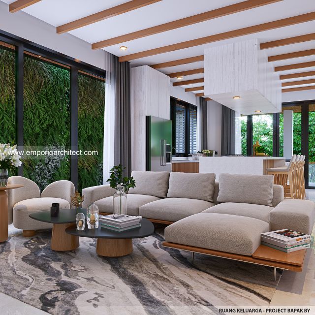 Desain Ruang Keluarga Rumah Modern 4 Lantai Bapak BY di Jimbaran, Badung, Bali