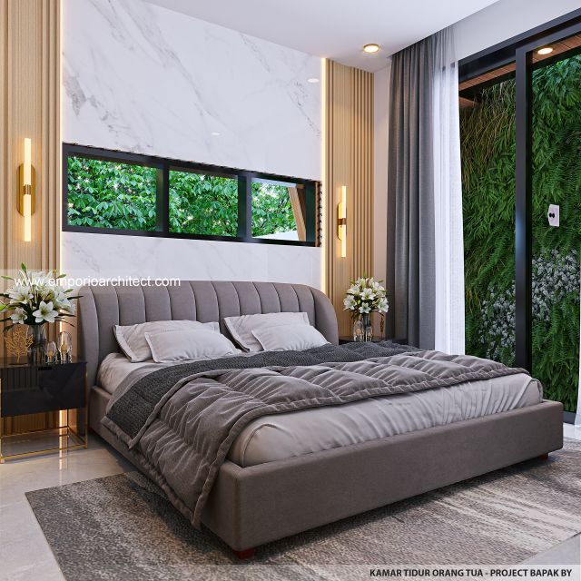 Desain Kamar Tidur Orang Tua Rumah Modern 4 Lantai Bapak BY di Jimbaran, Badung, Bali