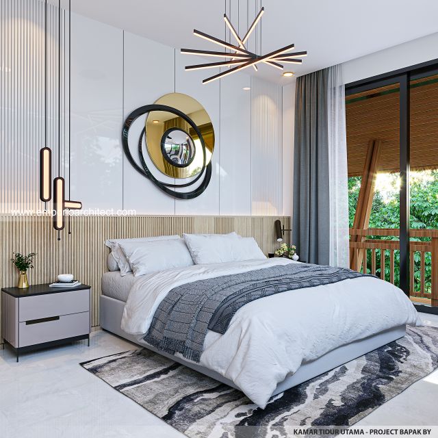 Desain Kamar Tidur Utama Rumah Modern 4 Lantai Bapak BY di Jimbaran, Badung, Bali