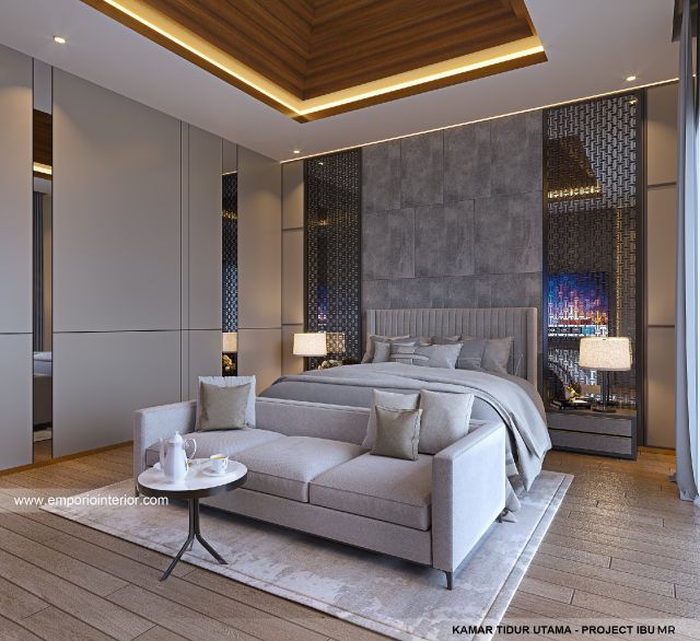 Desain Kamar Tidur Utama Rumah Modern 4 Lantai Ibu MR di Kelapa Gading, Jakarta Utara