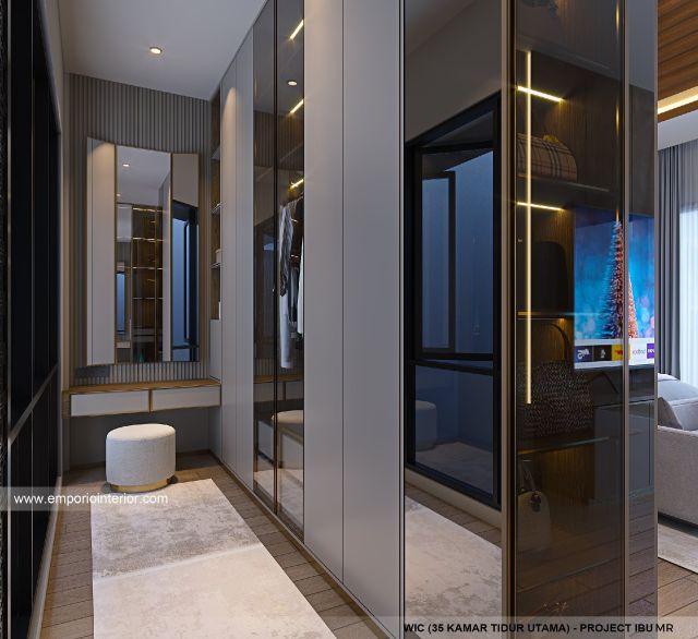 Desain WIC Kamar Tidur Utama Rumah Modern 4 Lantai Ibu MR di Kelapa Gading, Jakarta Utara