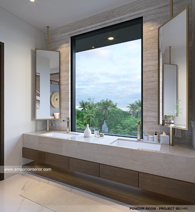 Desain Toilet Tamu Rumah Modern 4 Lantai Ibu MR di Kelapa Gading, Jakarta Utara