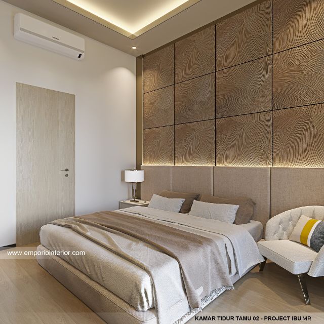 Desain Kamar Tidur Tamu 2 Rumah Modern 4 Lantai Ibu MR di Kelapa Gading, Jakarta Utara