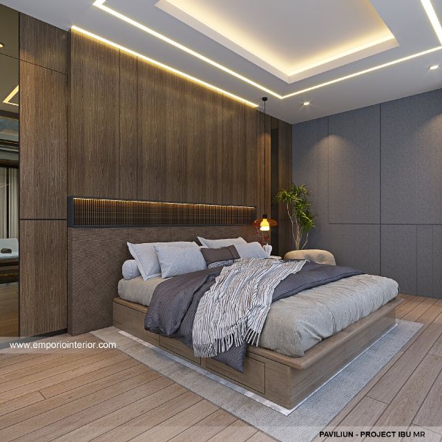 Desain Kamar Tidur Paviliun Rumah Modern 4 Lantai Ibu MR di Kelapa Gading, Jakarta Utara