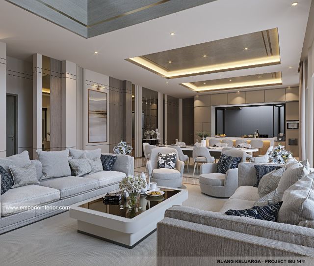 Desain Ruang Keluarga Rumah Modern 4 Lantai Ibu MR di Kelapa Gading, Jakarta Utara