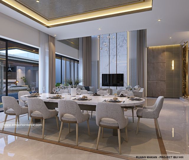 Desain Ruang Makan Rumah Modern 4 Lantai Ibu MR di Kelapa Gading, Jakarta Utara