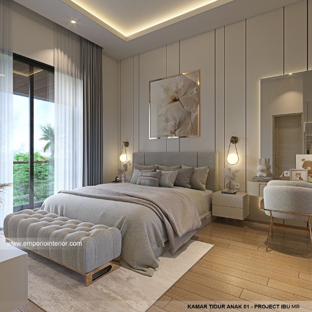 Desain Kamar Tidur Anak 1 Rumah Modern 4 Lantai Ibu MR di Kelapa Gading, Jakarta Utara