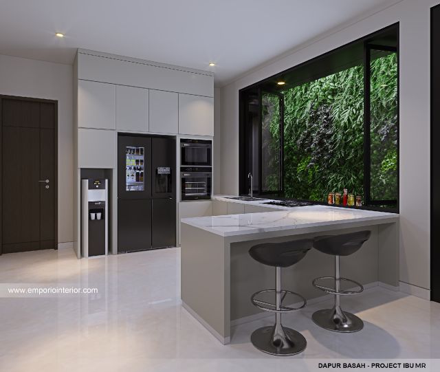 Desain Dapur Basah Rumah Modern 4 Lantai Ibu MR di Kelapa Gading, Jakarta Utara