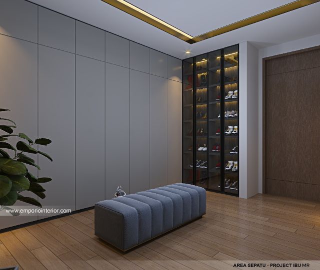 Desain Area Sepatu Rumah Modern 4 Lantai Ibu MR di Kelapa Gading, Jakarta Utara