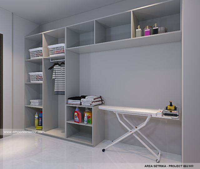 Desain Area Setrika Rumah Modern 4 Lantai Ibu MR di Kelapa Gading, Jakarta Utara