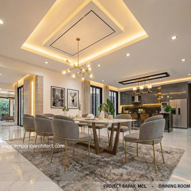 Desain Ruang Makan Rumah Modern 4 Lantai Bapak MCL di BSD, Tangerang Selatan, Banten