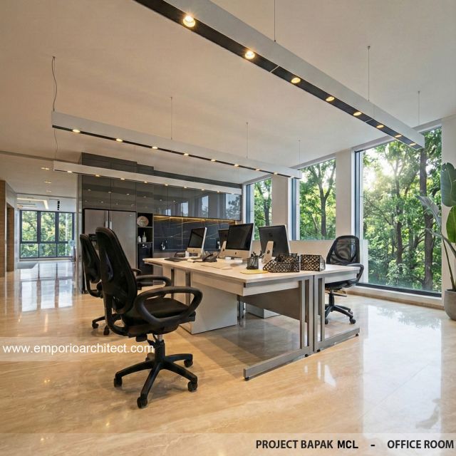 Desain Kantor (Ruang Kerja) Rumah Modern 4 Lantai Bapak MCL di BSD, Tangerang Selatan, Banten