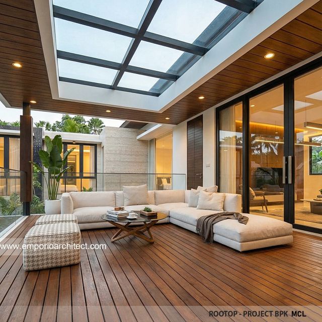 Desain Rooftop Rumah Modern 4 Lantai Bapak MCL di BSD, Tangerang Selatan, Banten