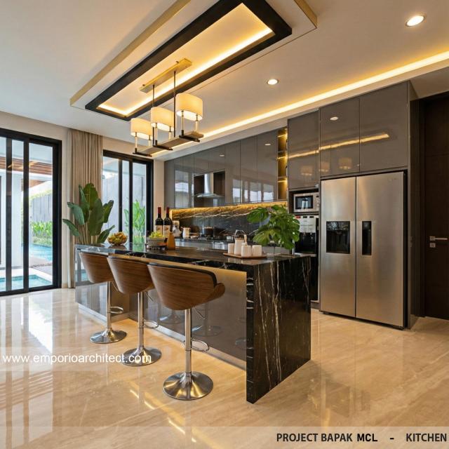 Desain Dapur Rumah Modern 4 Lantai Bapak MCL di BSD, Tangerang Selatan, Banten