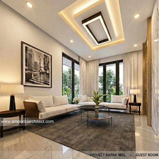 Desain Ruang Tamu Rumah Modern 4 Lantai Bapak MCL di BSD, Tangerang Selatan, Banten