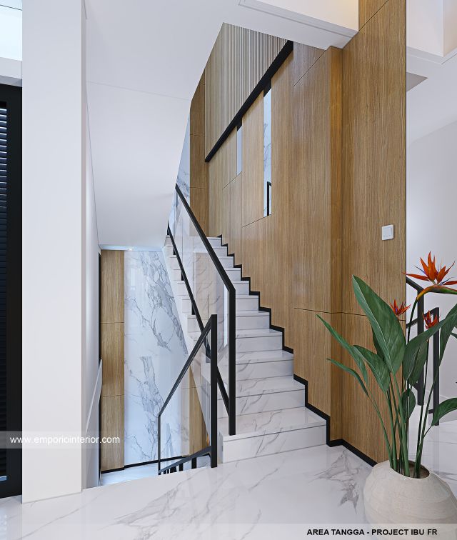 Desain Area Tangga Rumah Modern 4 Lantai Ibu FR di Tebet, Jakarta Selatan