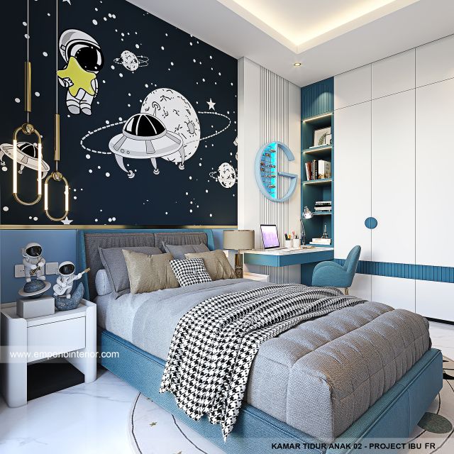 Desain Kamar Tidur Anak 2 Rumah Modern 4 Lantai Ibu FR di Tebet, Jakarta Selatan