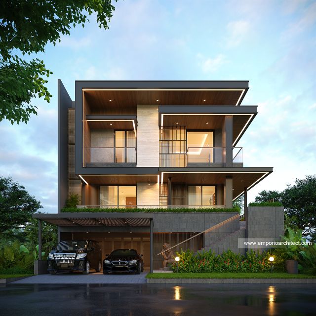 Desain Tampak Depan Rumah Modern 4 Lantai Bapak ADK di Jakarta Desain Tampak Depan Rumah Modern 4 Lantai Bapak ADK di Jakarta
