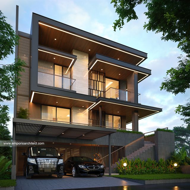Desain Tampak Depan 3 Rumah Modern 4 Lantai Bapak ADK di Jakarta Desain Tampak Depan 3 Rumah Modern 4 Lantai Bapak ADK di Jakarta