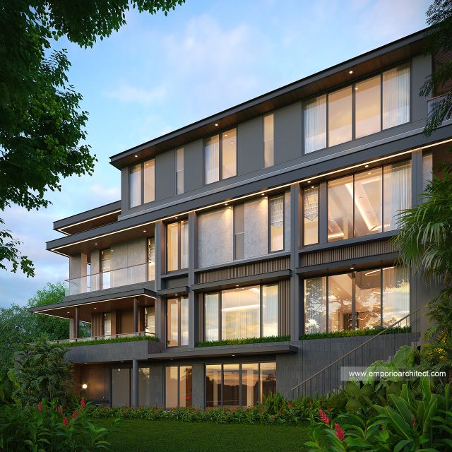 Desain Tampak Samping Rumah Modern 4 Lantai Bapak ADK di Jakarta Desain Tampak Samping Rumah Modern 4 Lantai Bapak ADK di Jakarta