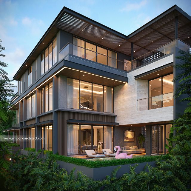 Desain Tampak Belakang Rumah Modern 4 Lantai Bapak ADK di Jakarta Desain Tampak Belakang Rumah Modern 4 Lantai Bapak ADK di Jakarta