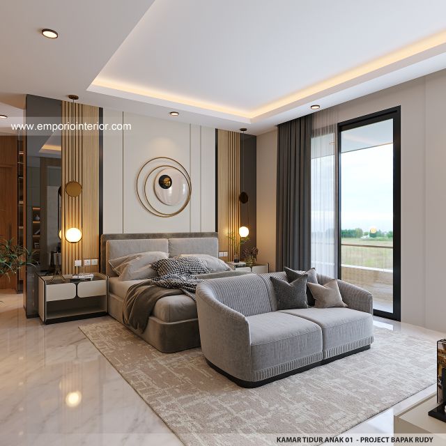 Desain Kamar Tidur Anak 1 Rumah Modern 4.5 Lantai Bapak RSH di PIK, Jakarta Utara