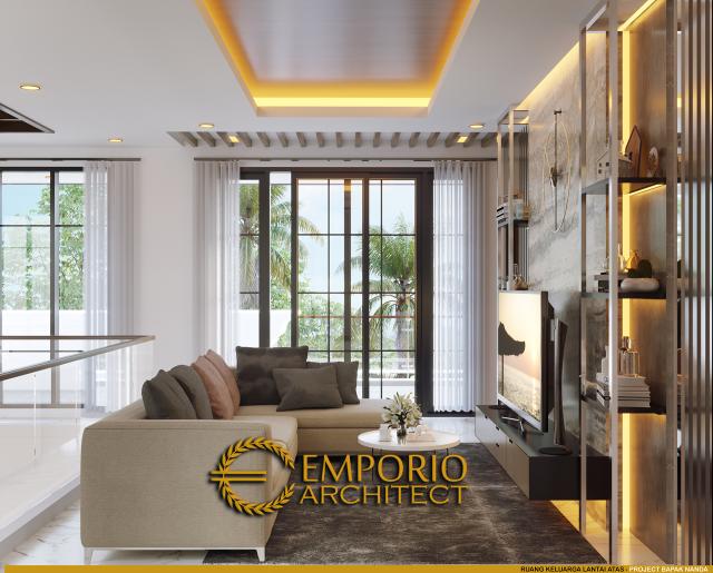 Desain Ruang Keluarga Lantai Atas Rumah Modern Classic 2 Lantai Bapak Nanda di Padang, Sumatera Barat