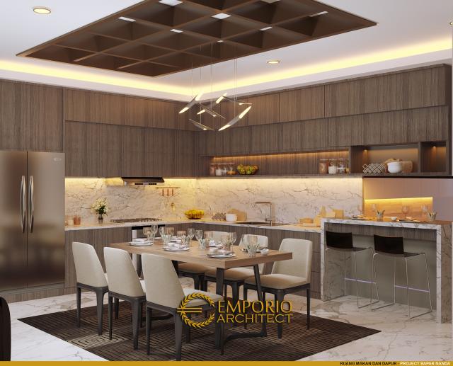 Desain Ruang Makan dan Dapur Rumah Modern Classic 2 Lantai Bapak Nanda di Padang, Sumatera Barat