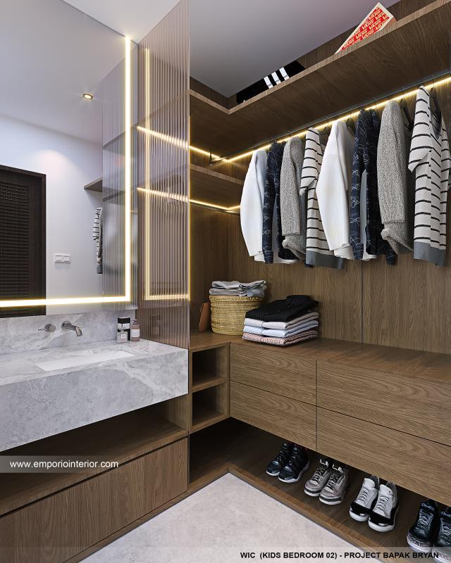 Desain WIC - Kamar Tidur Anak 2 Rumah Modern Industrial 2.5 Lantai Bapak BYN di Bali