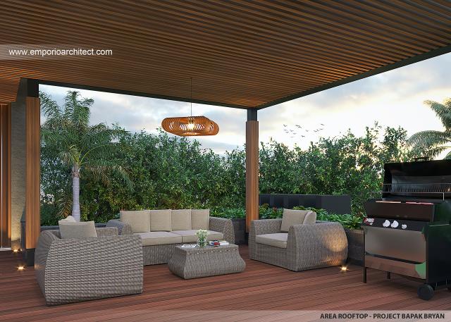 Desain Area Rooftop Rumah Modern Industrial 2.5 Lantai Bapak BYN di Bali