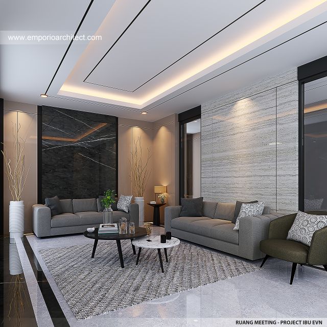 Desain Ruang Meeting Rumah Modern Klasik 4 Lantai Ibu EVN di Tangerang Selatan