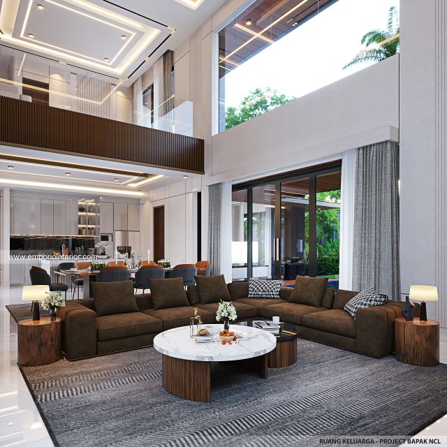 Desain Ruang Keluarga Rumah Modern Kontemporer 2 Lantai Bapak NCL di Pangkalpinang