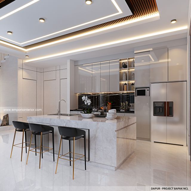 Desain Dapur Rumah Modern Kontemporer 2 Lantai Bapak NCL di Pangkalpinang