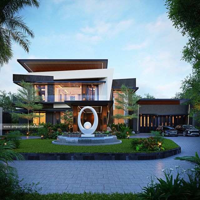Desain Tampak Depan 2 Rumah Modern Kontemporer 2 Lantai Bapak NCL di Pangkalpinang