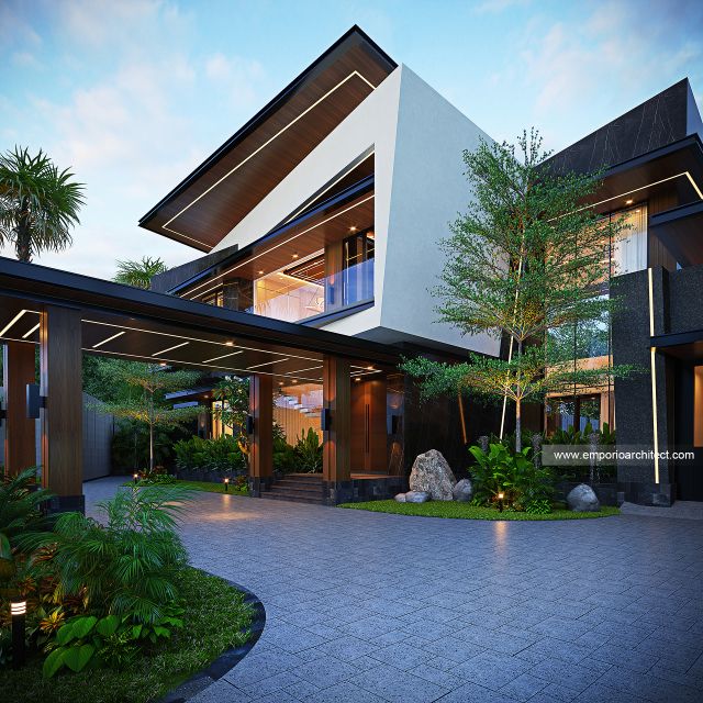 Desain Tampak Depan 4 Rumah Modern Kontemporer 2 Lantai Bapak NCL di Pangkalpinang