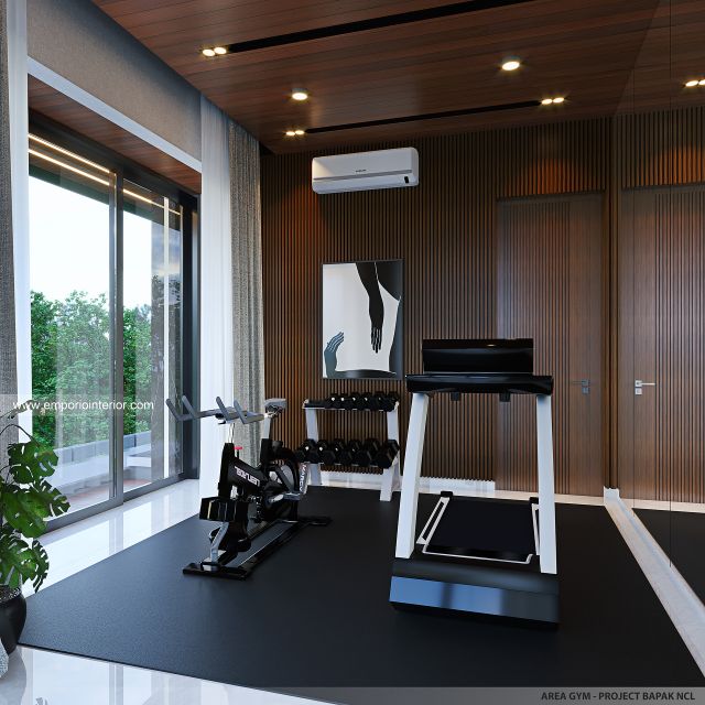 Desain Area Gym Rumah Modern Kontemporer 2 Lantai Bapak NCL di Pangkalpinang
