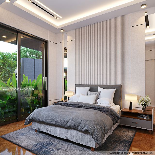 Desain Kamar Tidur Tamu Rumah Modern Kontemporer 2 Lantai Bapak NCL di Pangkalpinang