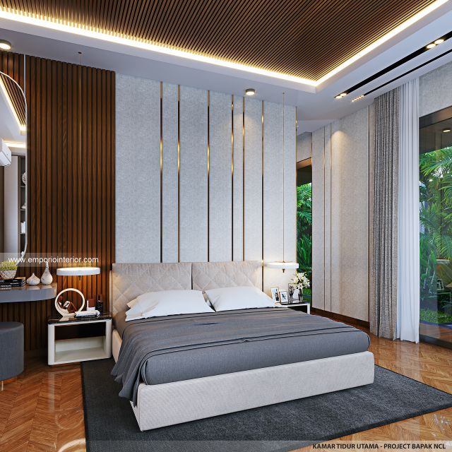 Desain Kamar Tidur Utama Rumah Modern Kontemporer 2 Lantai Bapak NCL di Pangkalpinang