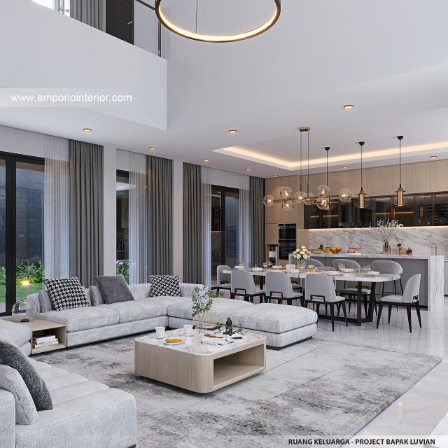 Desain Ruang Keluarga Rumah Modern Minimalis 2 Lantai Bapak LVN di BSD, Tangerang Selatan