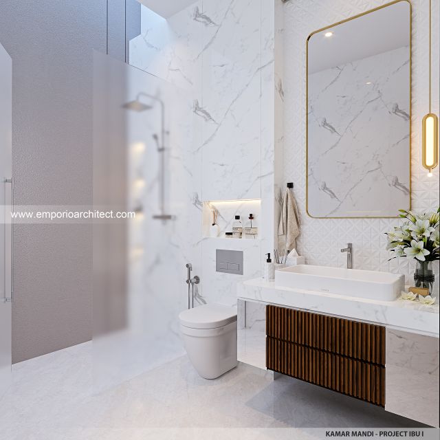Desain Kamar Mandi Rumah Modern Minimalis 2 Lantai Ibu I di Klaten, Jawa Tengah